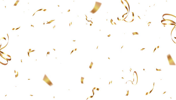 confetti on a transparent background. - 金色 幅插畫檔、美工圖案、卡通及圖標