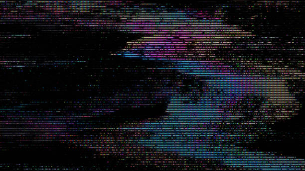 istock Glitch noise static television VFX pack. Visual video effects stripes background, CRT tv screen no signal glitch effect 1412501560