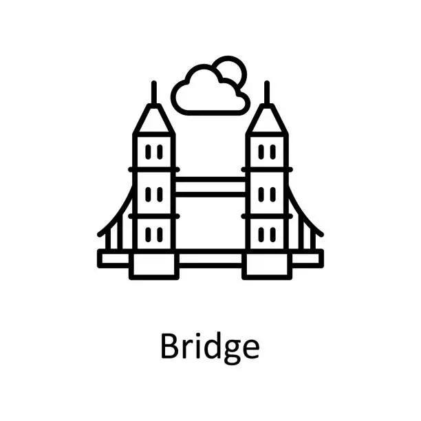 Vector illustration of Bridge vector outline Icon Design illustration. Miscellaneous Symbol on White background EPS 10 File