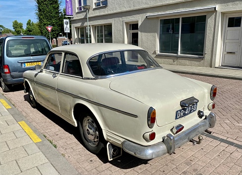 Brunssum, the Netherlands, -  August 02, 2022.  Retro  Volvo  limousine car parked in the city Street.