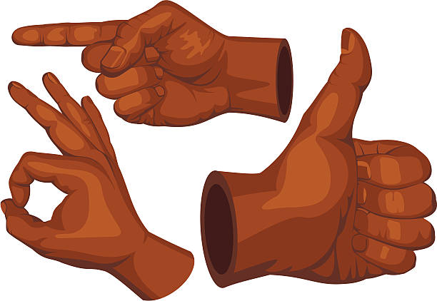 illustrazioni stock, clip art, cartoni animati e icone di tendenza di le mani - human hand thumbs up african descent white background