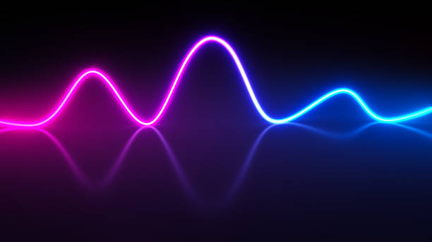 istock Bright neon energy line. Abstract glowing multicolor wavy shape on black background. 3d illustration. 1412513641