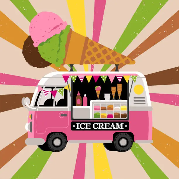 Vector illustration of Ice cream van