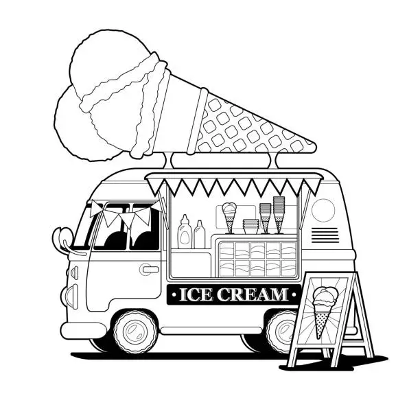 Vector illustration of Ice cream van