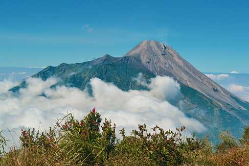 Mount Merbabu View from Mount Merapi Indonesia