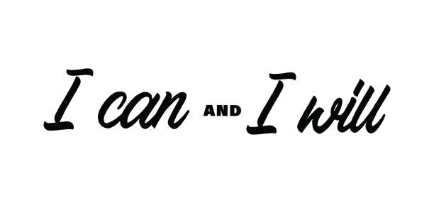 istock I can and I will lettering text. Motivational calligraphic phrase. Positive message slogan handwritten. 1412516571