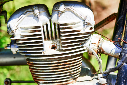 Close-Up Of Old Rusty Motorcycle.