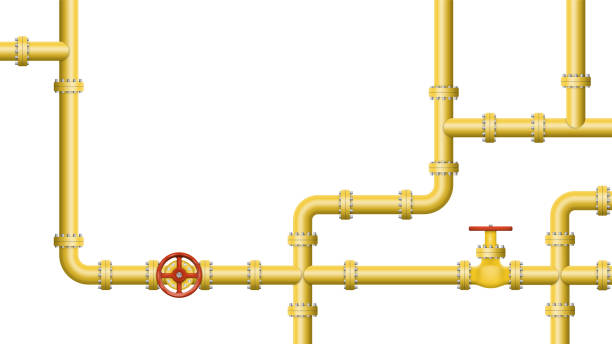 Industrial background with pipeline. Oil, water or gas pipeline with fittings and valves.Vector illustration. Industrial background with pipeline. Oil, water or gas pipeline with fittings and valves.Vector illustration. Eps 10. pipe tube stock illustrations