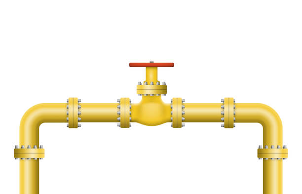 istock Oil, gas or water flowing through pipe. Pipeline construction with valve isolated. Industrial system. Vector illustration. 1412522641