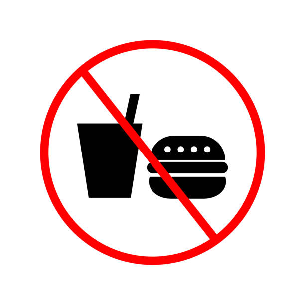kein fast food. junk food verboten. vektor. - no eating sign law eating stock-grafiken, -clipart, -cartoons und -symbole