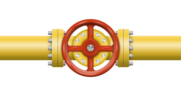 istock Oil, gas or water flowing through pipe. Pipeline construction with valve isolated. Industrial system. Vector illustration. 1412522734