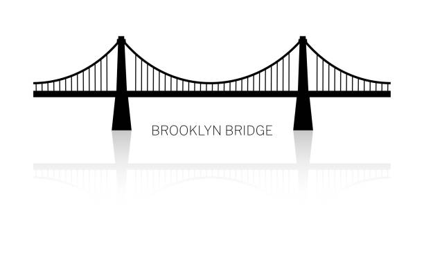 illustrazioni stock, clip art, cartoni animati e icone di tendenza di illustrazione vettorializzata e stilizzata del ponte di brooklyn - ponte di brooklyn