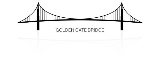 ilustraciones, imágenes clip art, dibujos animados e iconos de stock de ilustración vectorizada y estilizada del puente golden gate - bridge road city golden gate bridge