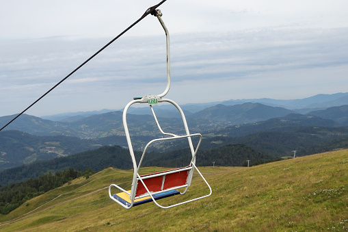 The chair lift is used for hiking in the mountains in summer.