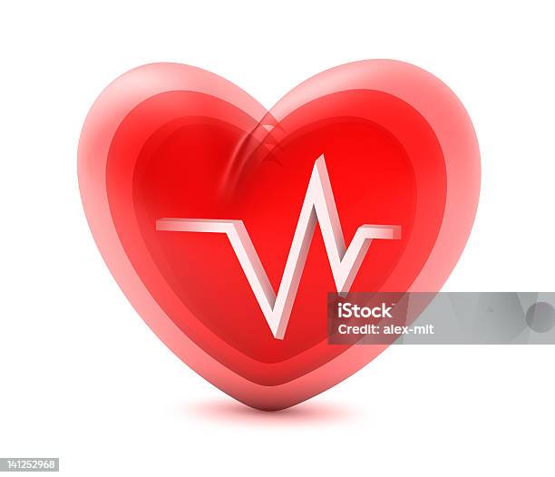 Красные Сердца И Cardiogram — стоковые фотографии и другие картинки Внутренний орган человека - Внутренний орган человека, Горизонтальный, График