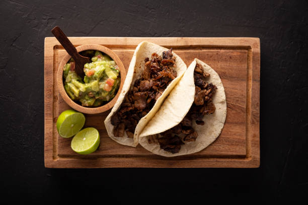 istock Bistek Tacos with Guacamole Top View 1412530928