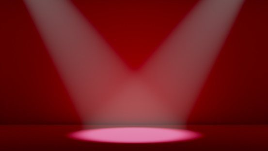 Two Spotlight on center of the red podium or stage