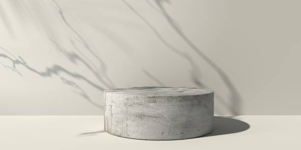 istock Abstract 3D render of podium with shadow of tree branch 1412534545