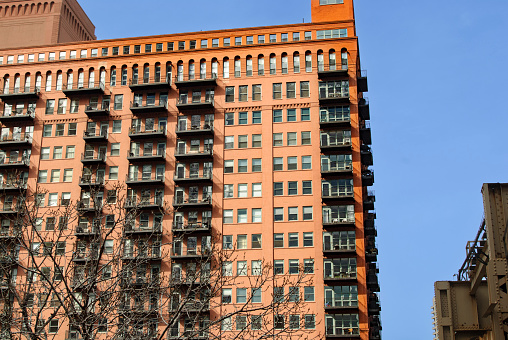 External view of residential building of Chicago city,Illinois,USA.