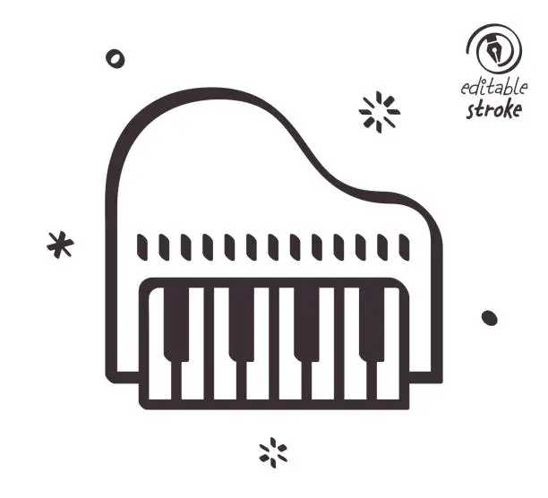 Vector illustration of Playful Line Illustration for Piano Music