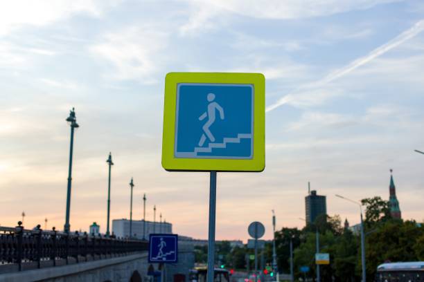 underground pedestrian crossing road sign side view