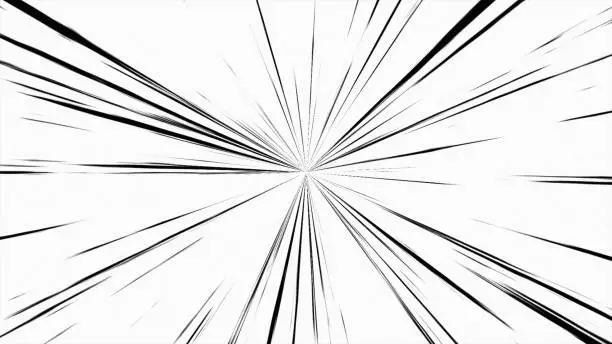 Abstract anime speed line on white background. Comic speed lines background texture pattern effect in cartoon concept.