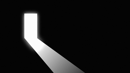 Abstract door light beam background. Abstract open door to universe. Empty copy space for text, title or logo design. Place for ads.