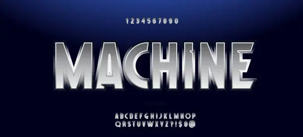 Vector illustration of Machine vector font modern typography