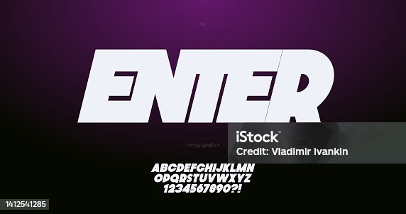 istock Vector font slanted bold style 1412541285