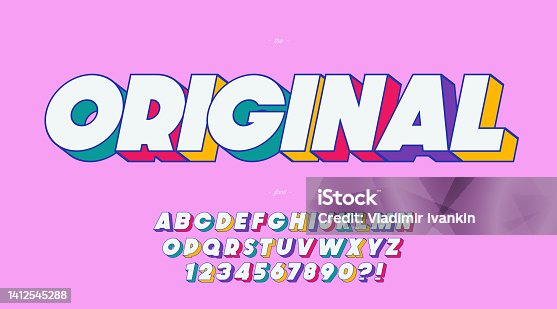 istock Vector original font 3d bold color style 1412545288