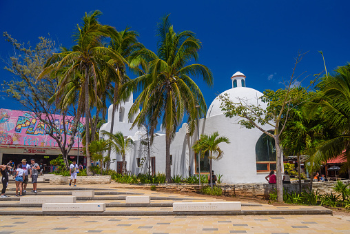 Chapel of our lady white curch in Playa del Carmen, Quintana Roo, Yukatan, Mexico.