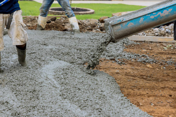 istock Paving a driveway on a construction site while pouring wet concrete 1412546258