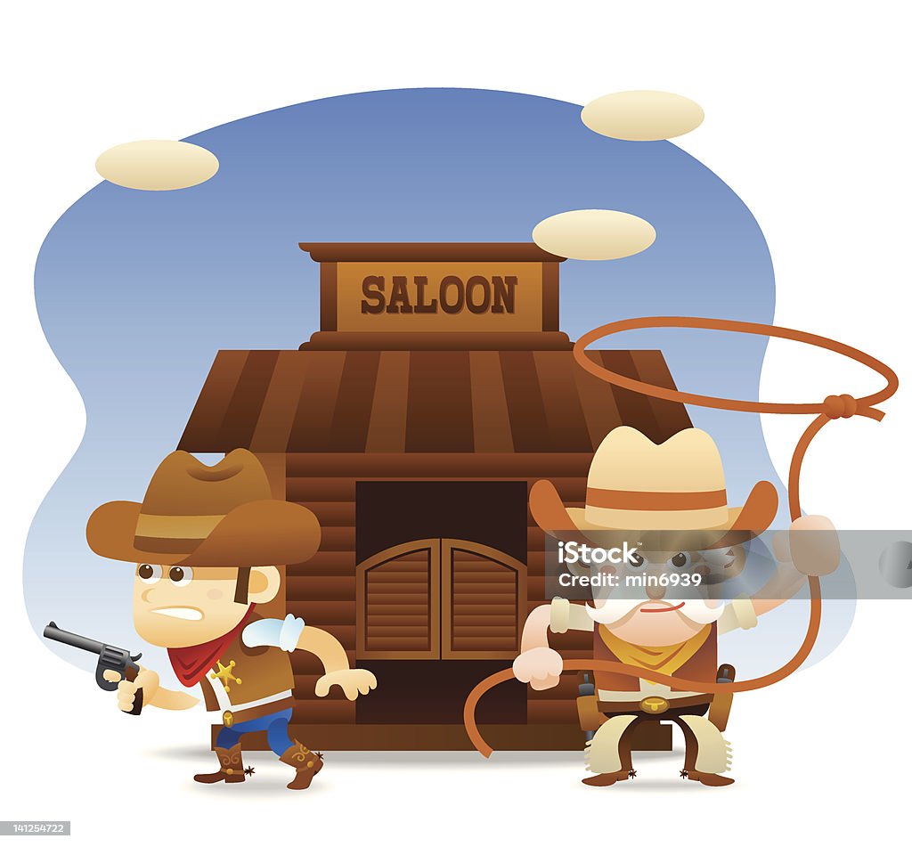 cowboy pronto a combattere - arte vettoriale royalty-free di Corda