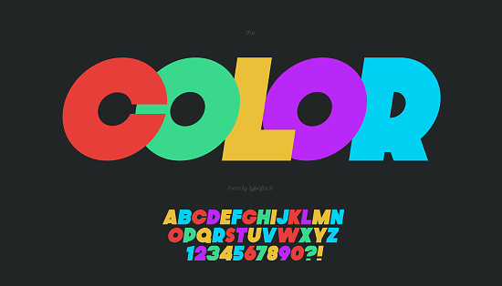Vector fun color font slanted style