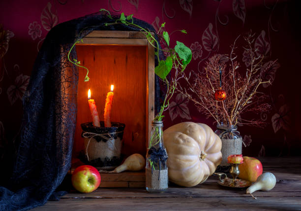 istock Still Life with pumpkin on wooden background. 1412549945