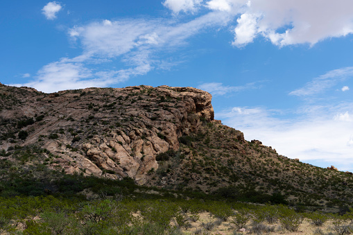 Stone Ridgeline shapes landscape in shadow, Peña Blanca