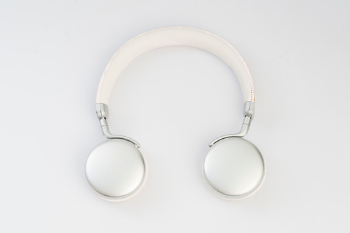 White headphones isolated on white background