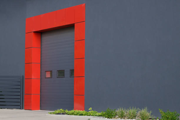 istock Gate or roller shutter with application to factory, warehouse or hangar. 1412551741