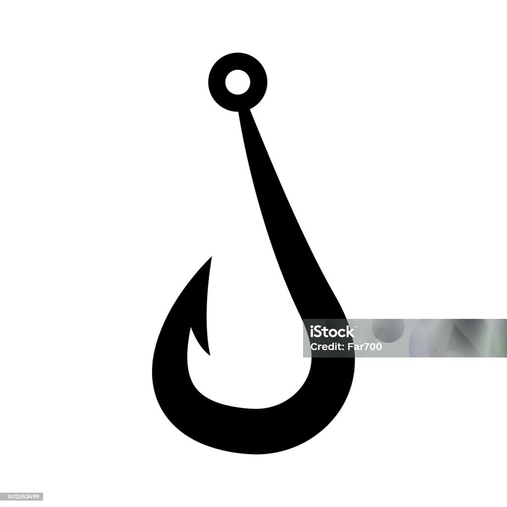 Fish Hook Icon Black Silhouette Front Side View Vector Simple Flat Graphic  Illustration Isolated Object On A White Background Isolate Stock  Illustration - Download Image Now - iStock