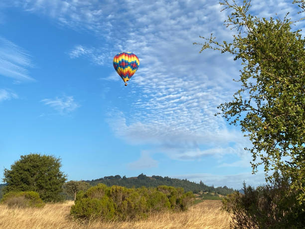 balony na ogrzane powietrze w napa valley, ca - hot air balloon california napa napa valley zdjęcia i obrazy z banku zdjęć