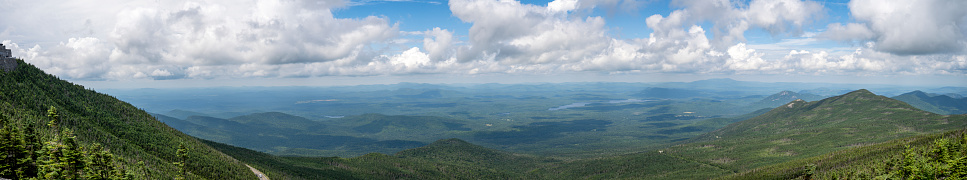 Panoramic view of the forest at 4300 feet elevation on top of Whiteface Mountain