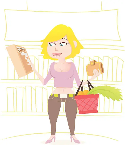 Vector illustration of Shopping Girl