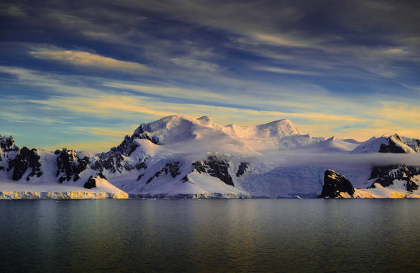 Deep Shadows in the Antarctic Peninsula stock photo