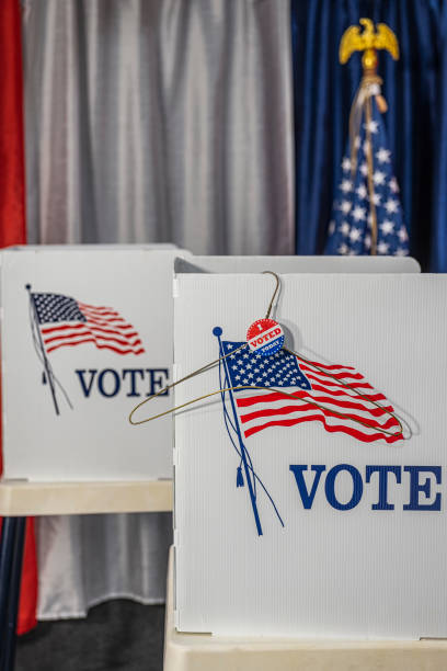 istock A folded metal coat hanger with I vote today sticker 1412572539