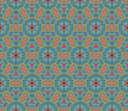 Seamless pattern with color geometric rhombus. Mosaic. 3D seamless pattern with cubes. Pattern in multicolor rhombuses. Wallpaper design. Seamless rhombuses for fabric, shirts, linens or textile.