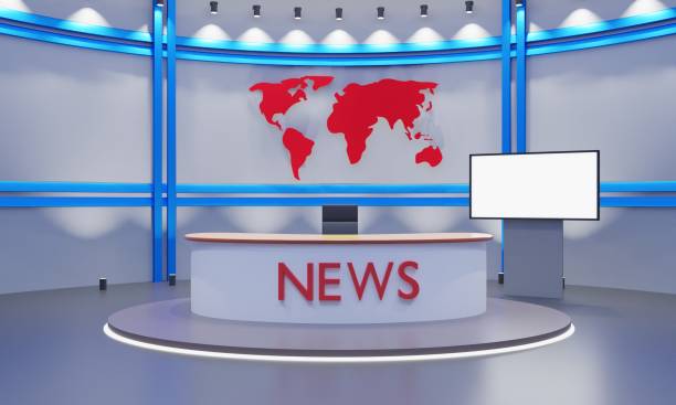 istock red stand and spotlight in the red room.3d rendering. 1412576707