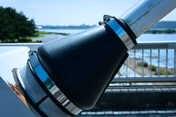 Close-up of rubber shock absorber of bridge.