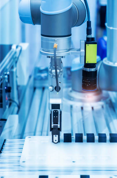 istock smart robot in manufacturing industry for industry 4.0 and technology concept. Robotic vision sensor camera system. 1412577698