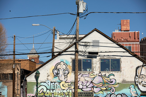 Typical American / New York architecture in Crescent Street in Long Island City in Queens