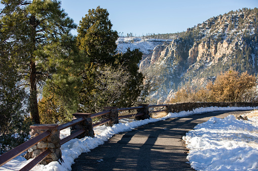 Winter morning view of Oak Creek Canyon in Flagstaff, Arizona, USA.